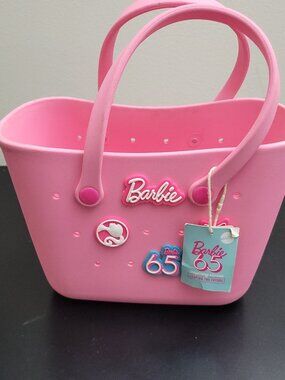 MINISO Barbie Sunlight Shining EVA Lunch Bag Tote Pink 65th Charms w/ Tags